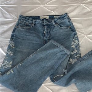 Rose embroidered PacSun mom jeans.